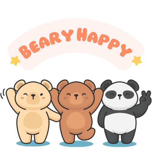 graphic of three cute bears standing under a banner that says "We Are Beary Happy To Meet You"