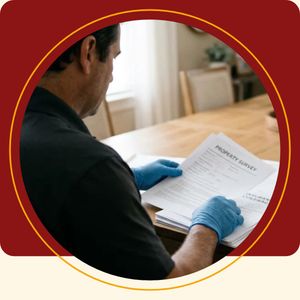 Specialist preparing official property documentation for an insurance claim.
