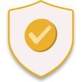 Checkmark symbol icon inside a gold shield
