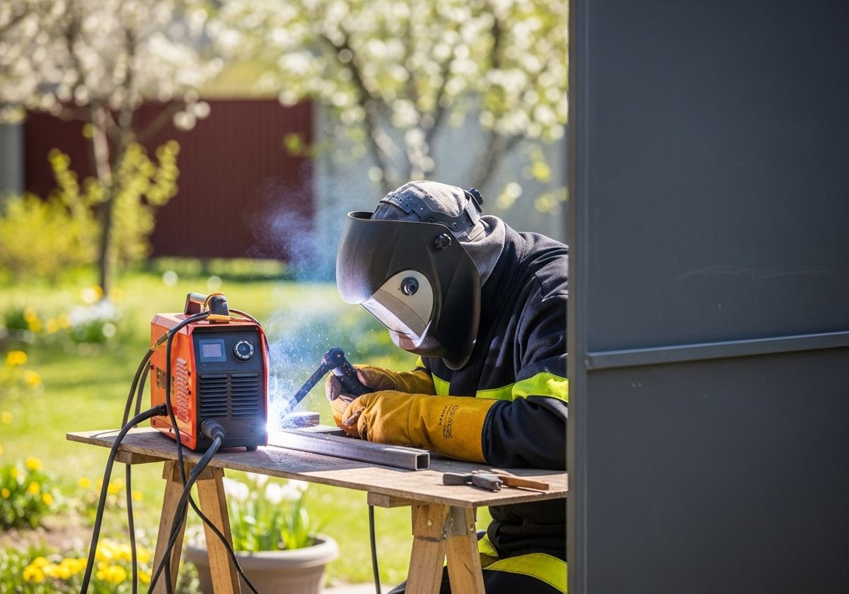 Welder at Work Outdoors