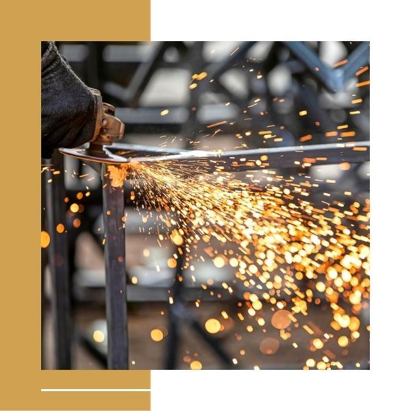 Sparks flying off from metal