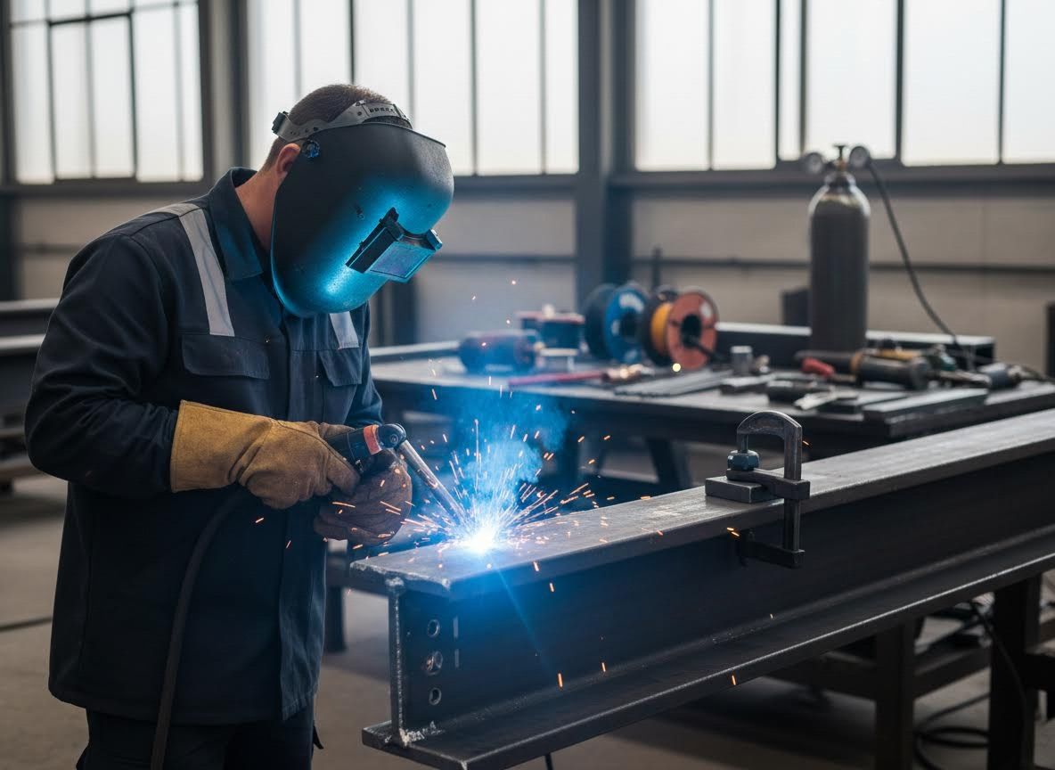 Welder Working on Metal Beam
