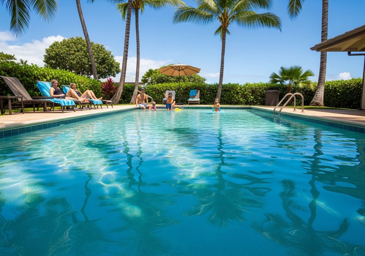 Family Fun by the Poolside at a Tropical Resort