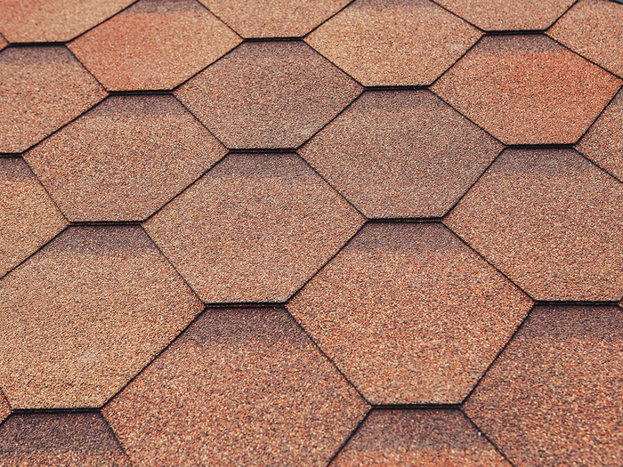 Hexagon shaped red roof shingles