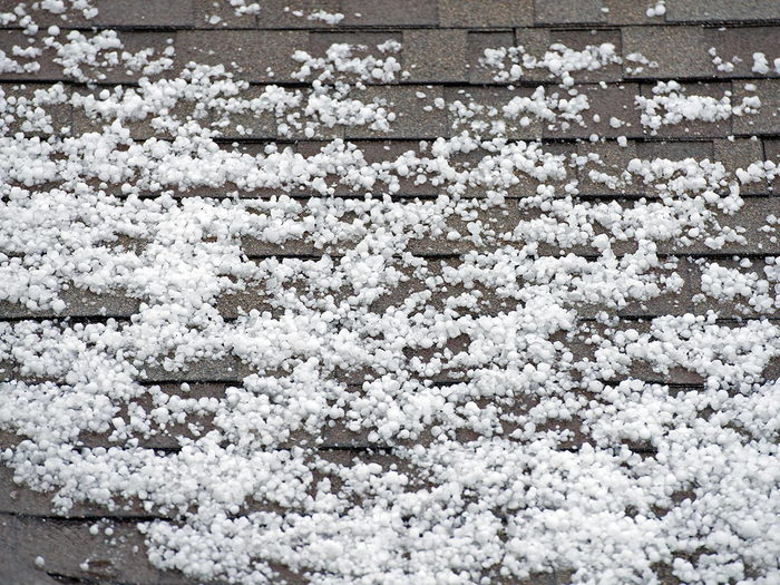 Roof covered with hail