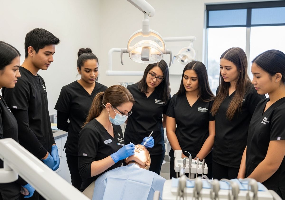 Dental Students Practicing on Mannequin