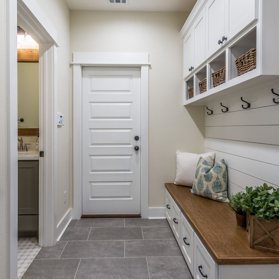 trendy and timeless mud room