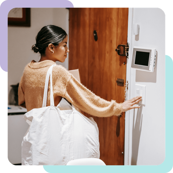 woman near thermostat