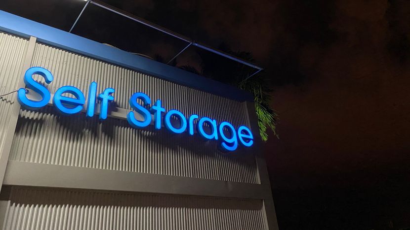 Lit up self storage sign