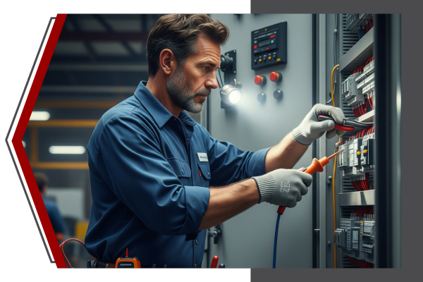 man working on electrical panel
