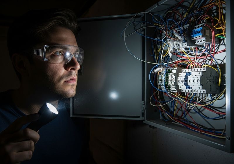 Electrician Inspecting Electrical Panel