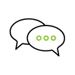 Black and green message icon. Black and green message icon.