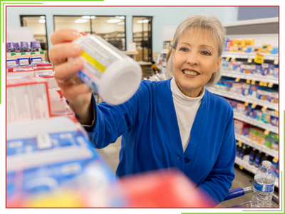 Shopping for OTC medicine at local pharmacy.