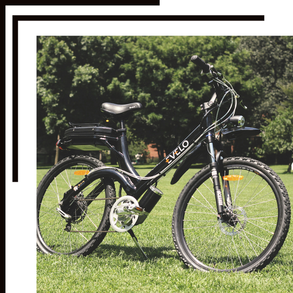 electrical bike parked in grass