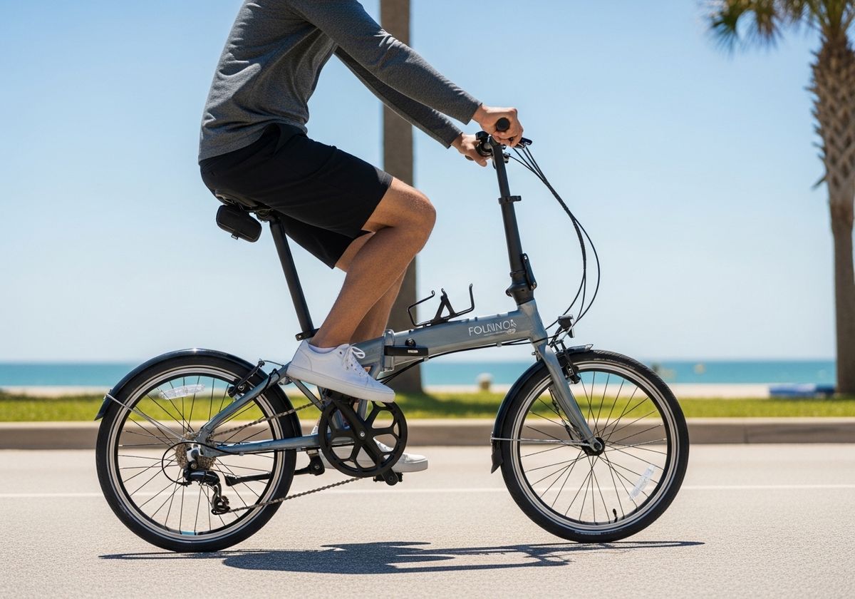 Folninqa Folding Bike on Beachfront Path