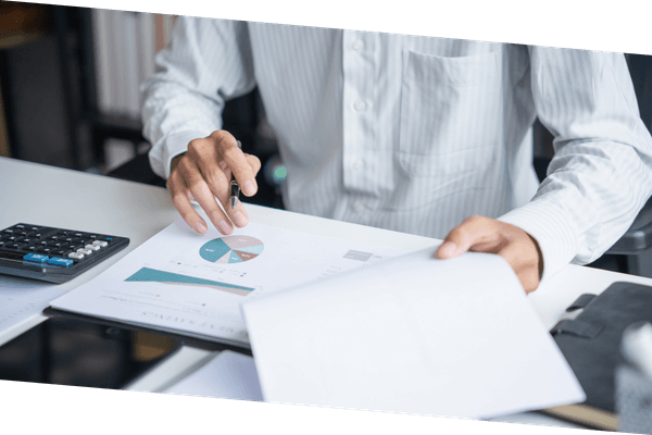 account looking at paperwork account looking at paperwork