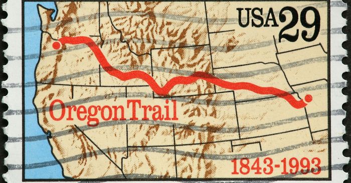 An image of a map outlining the Oregon Trail.