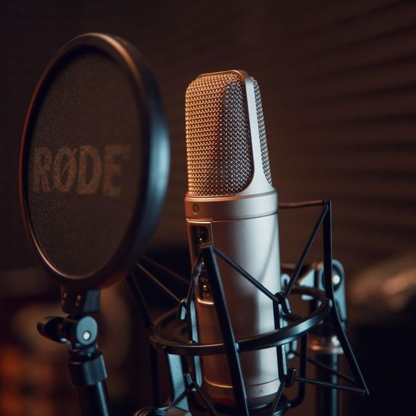 Up close of recording microphone
