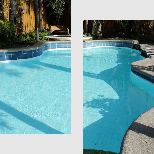 A split image of a pool.