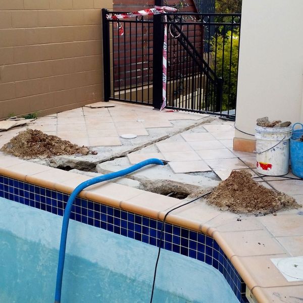 A pool having equipment replaced.