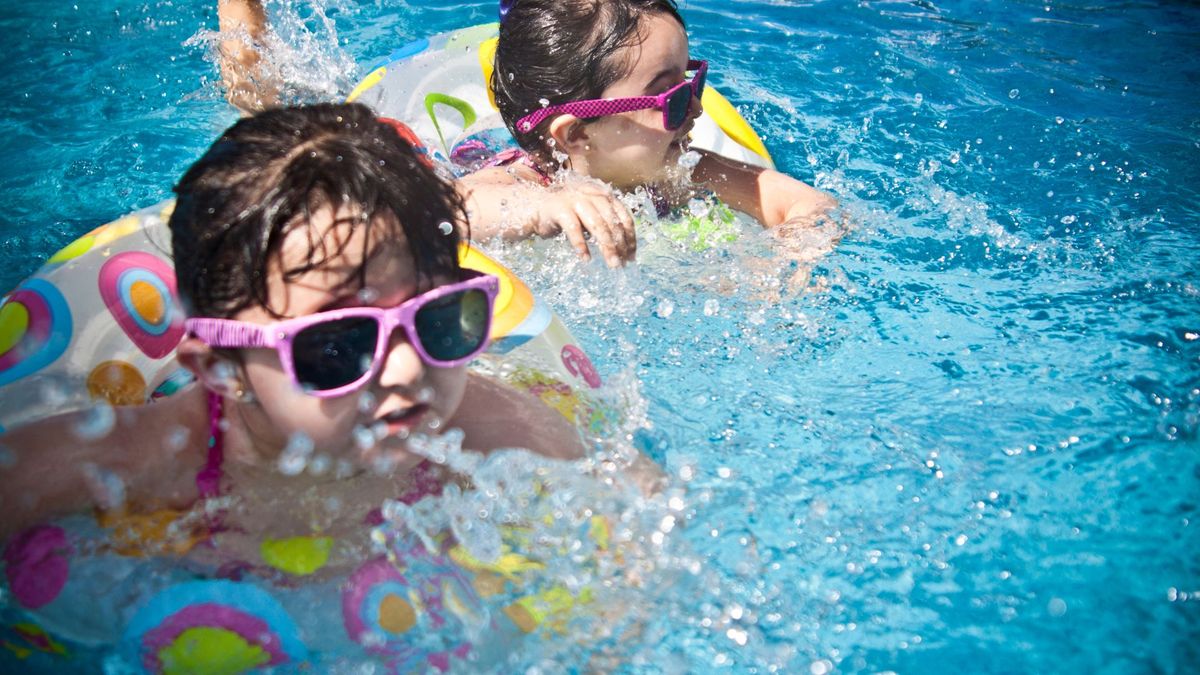 children swimming