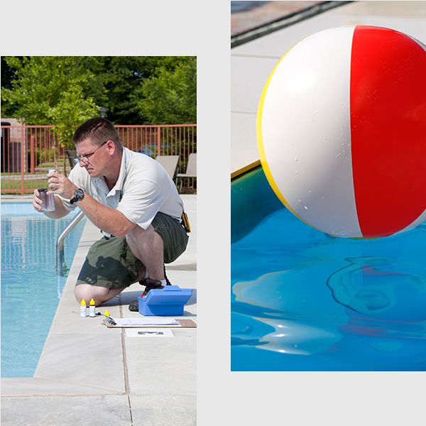 a person testing pool chemical levels