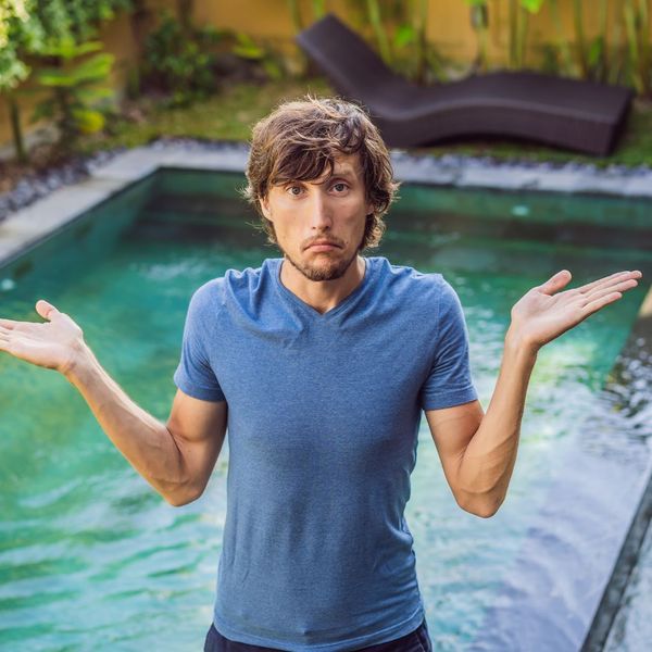 man confused about pool cleaning