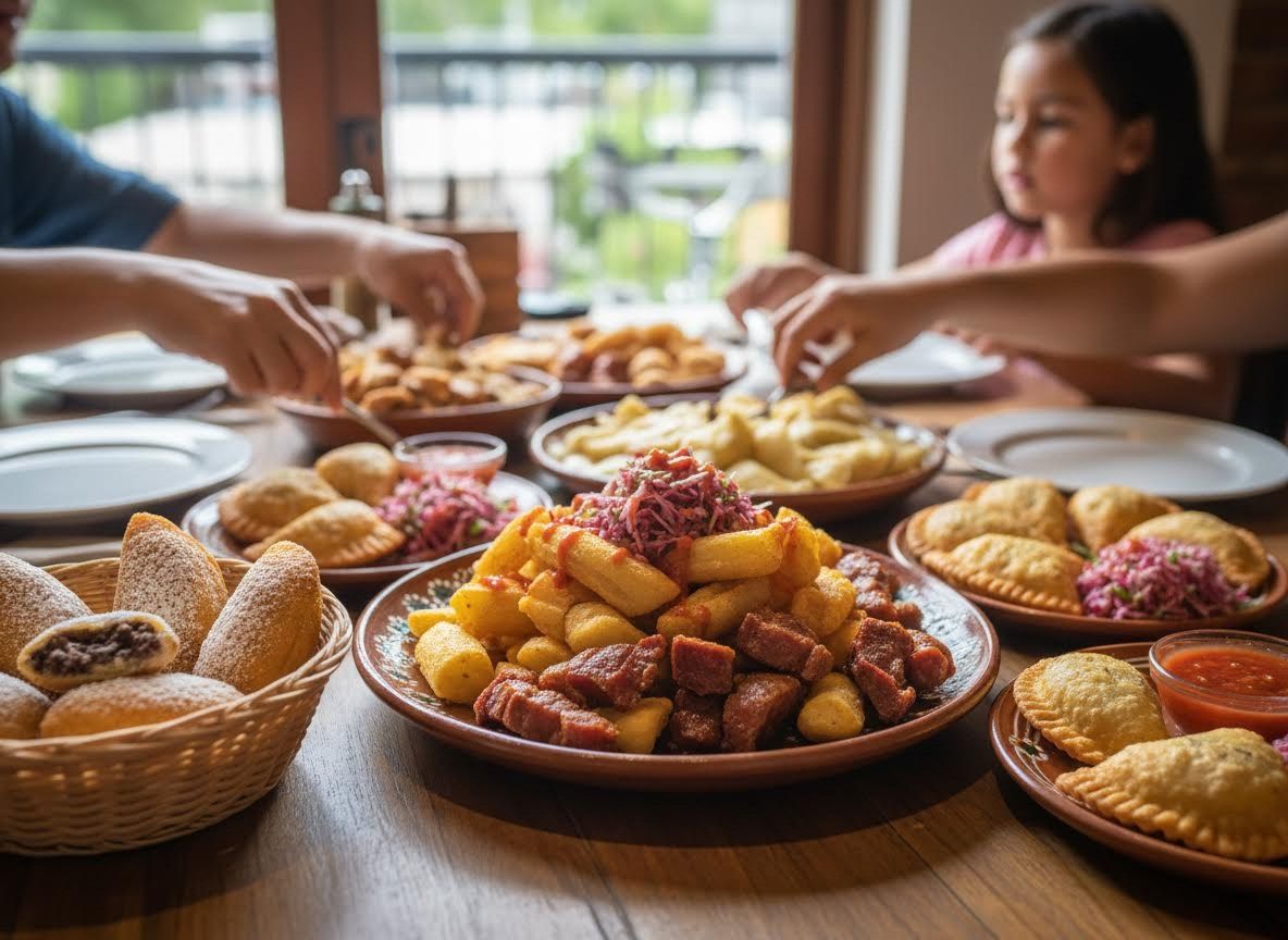 Family enjoying traditional Latin American meal