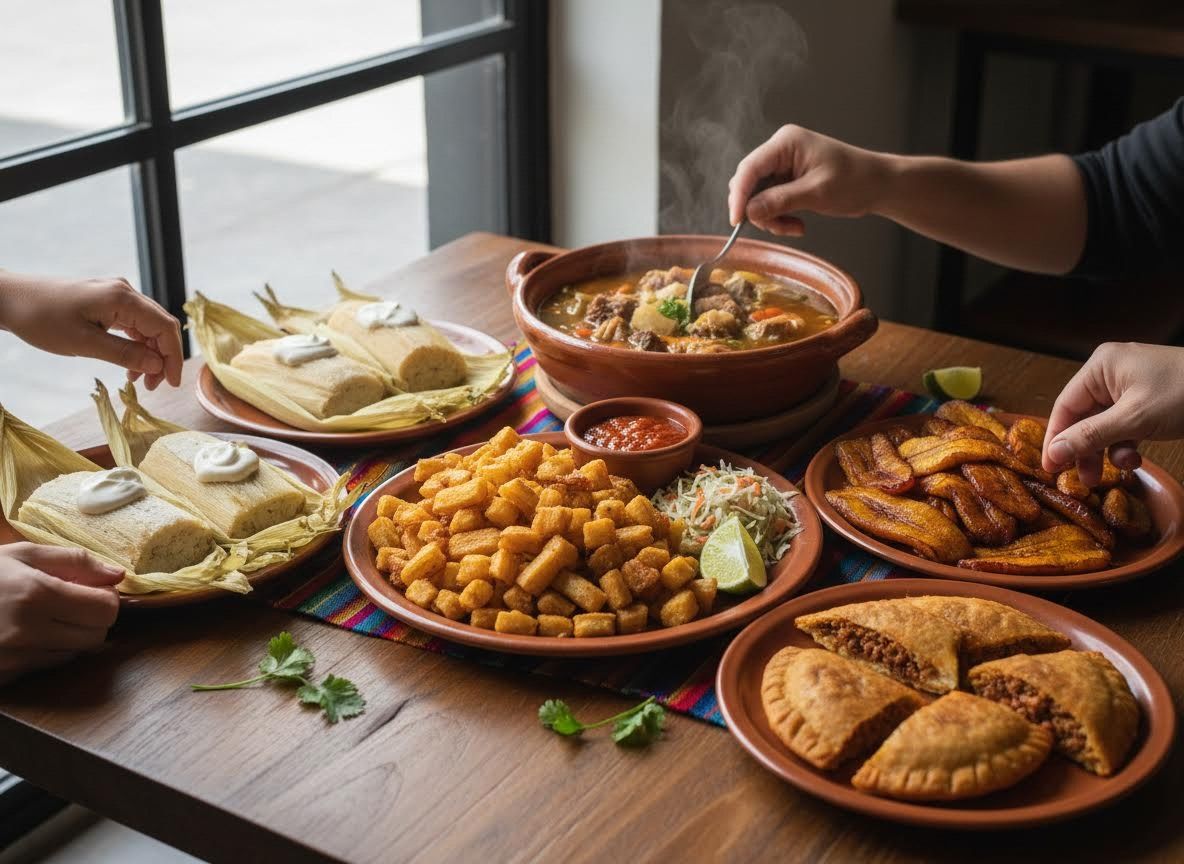 Authentic Latin American Feast on a Wooden Table