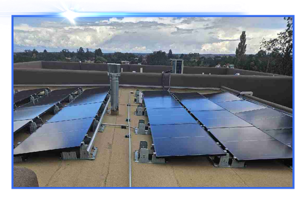 Solar panels on a roof.