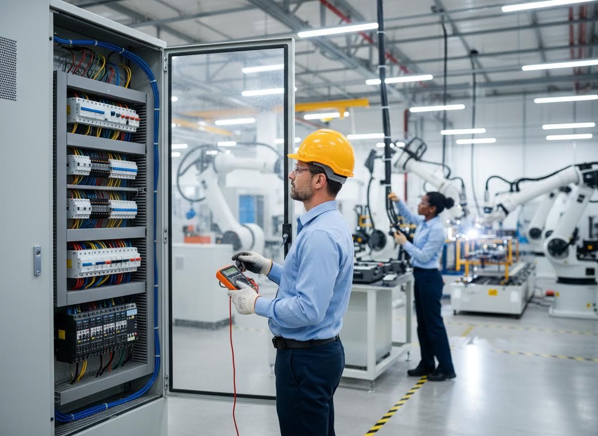 Engineer Inspecting Electrical Control Panel