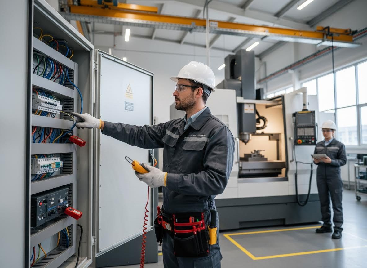 Engineer Working on Industrial Electrical Panel