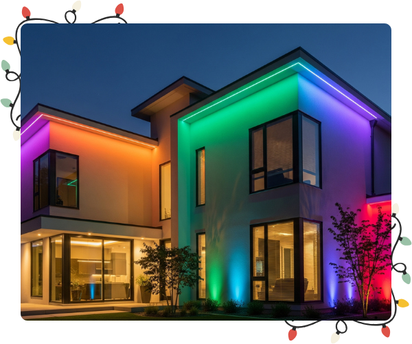 modern coloful led lighting on arizona home