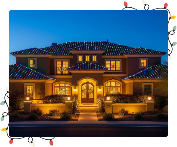 arizona home with colorful lighting