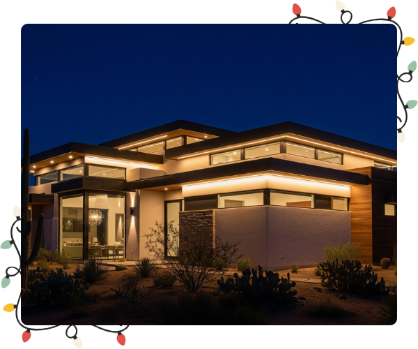 modern led lighting on arizona home