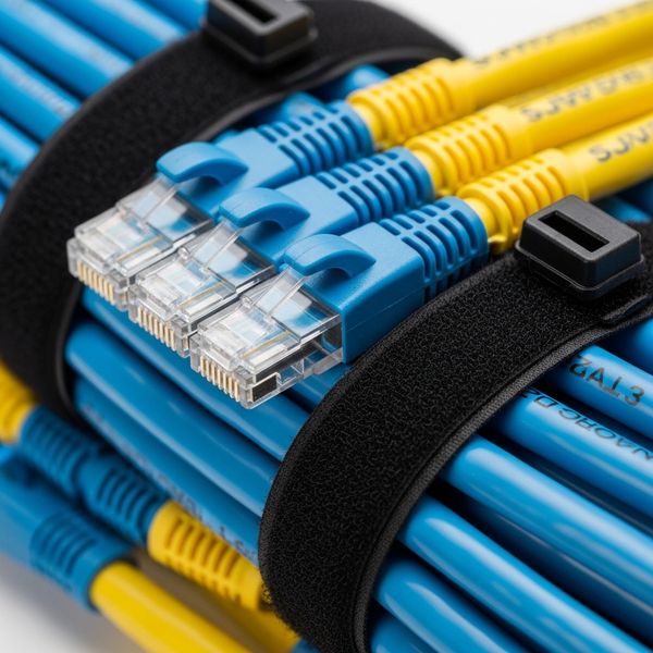A close-up of the best ethernet wire bundles showing professional cable management and organization.