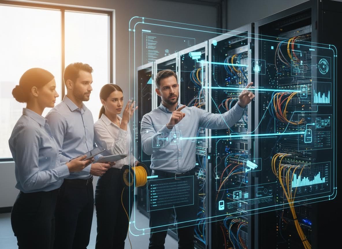 IT Professionals Managing Data Center with Augmented Reality