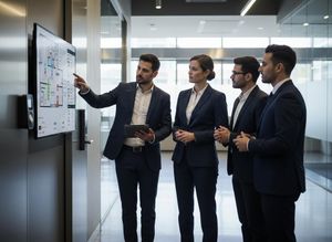 Business Professionals Reviewing Digital Floor Plans