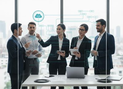 Diverse Business Team Discussing Cloud Technology