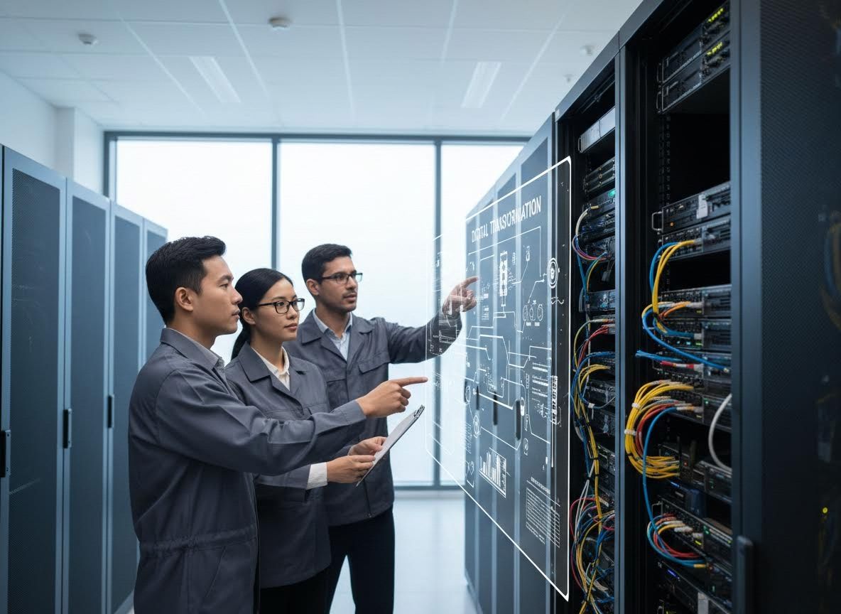 IT Professionals Analyzing Digital Transformation in Data Center
