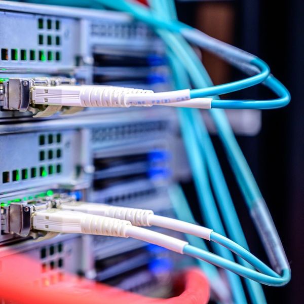 wires plugged in to servers wires plugged in to servers