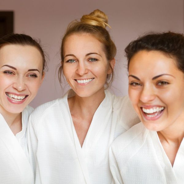 Women in spa robes 