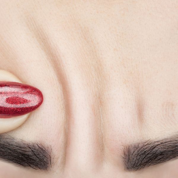 Close-up of smooth skin between eyebrows