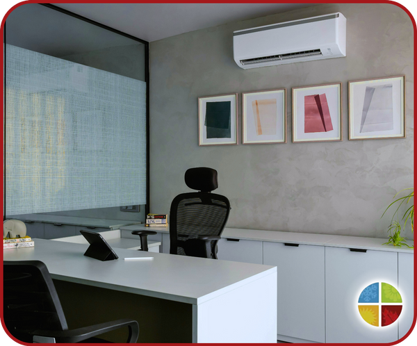 An office with an air vent.