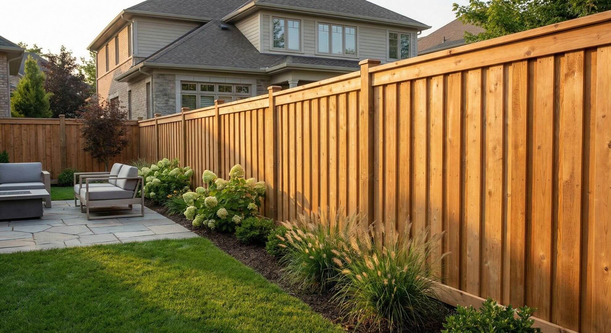 wood fence surrounding yard
