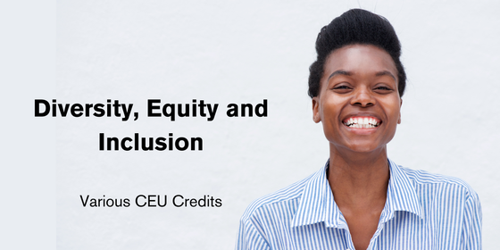 Image reads diversity equity and inclusion various CEU credits