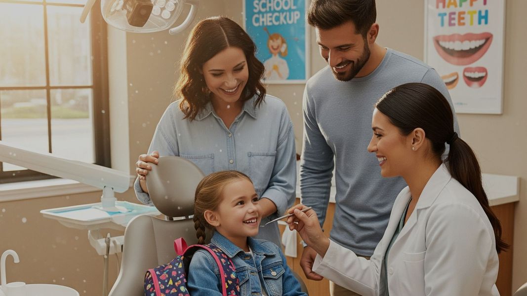 Child with parents and dentist