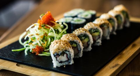 Artistic sushi on a plate