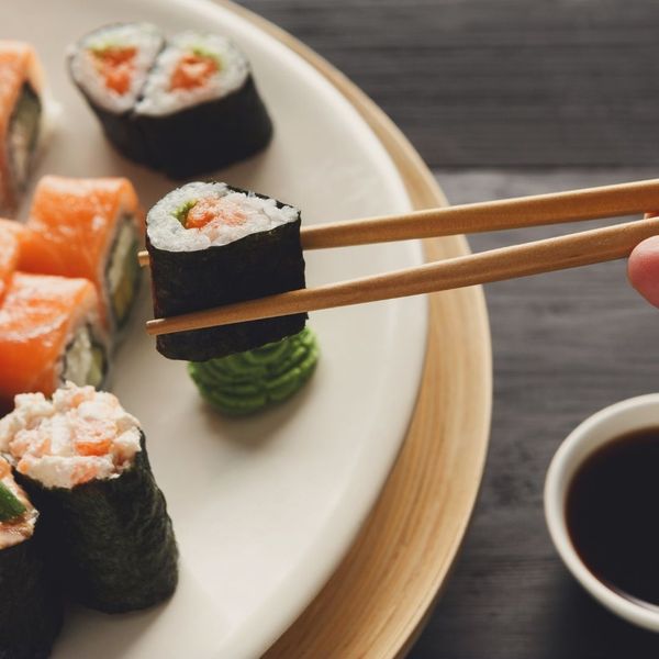 eating sushi