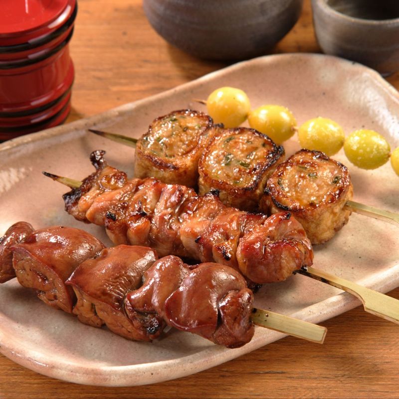 yakitori skewers on plate